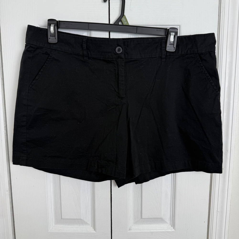 Per Se Chino Shorts Size 16‎ Black Minimalist Preppy Summer Staple